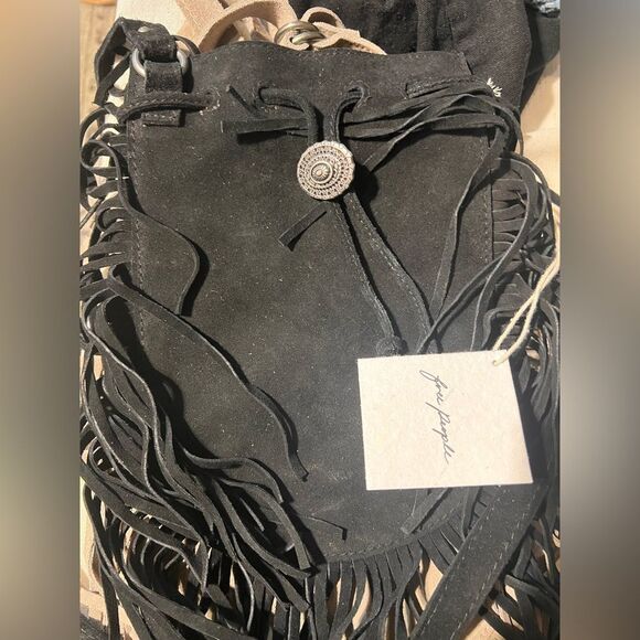 Free People Calamity Suede Fringe Crossbody Bag in Black - Picture 7 of 7